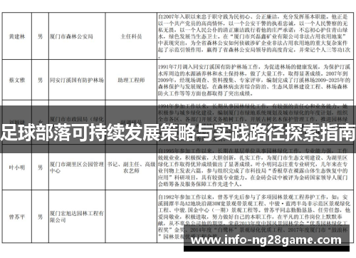 足球部落可持续发展策略与实践路径探索指南